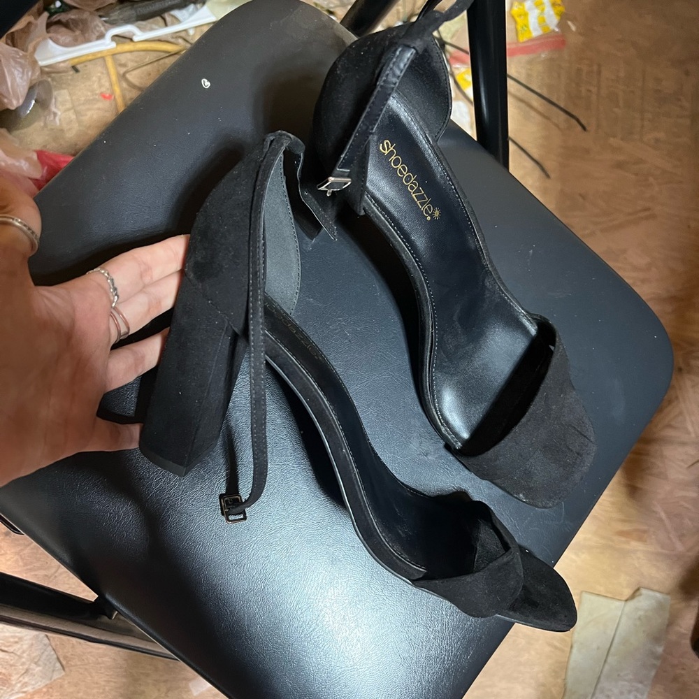 Women’s Black Ankle Strap Block Heels